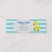 Cute Yellow Duck with Blue Stripes Business Cards