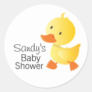 Cute Yellow Duckie Baby Shower Classic Round Sticker