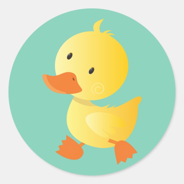 Cute Yellow Duckie Classic Round Sticker (Front)