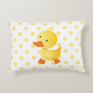 Cute Yellow Duckie Polka Dots Decorative Cushion