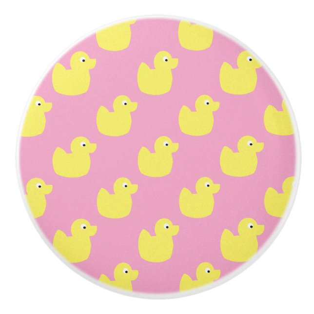 Cute yellow duckies pattern ceramic knob (Front)
