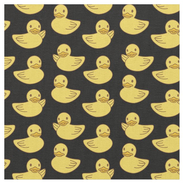 Cute Yellow Ducky Rubber Ducks Fabric (Close Up)