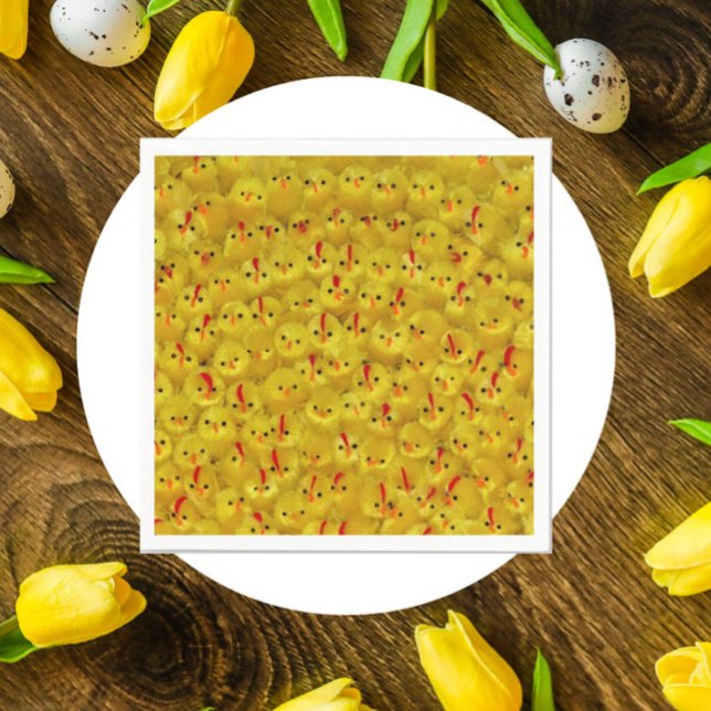Cute Yellow Easter Chicks Pattern Paper Napkin (Fun yellow chick pattern napkins. Great for Easter or spring entertaining!)