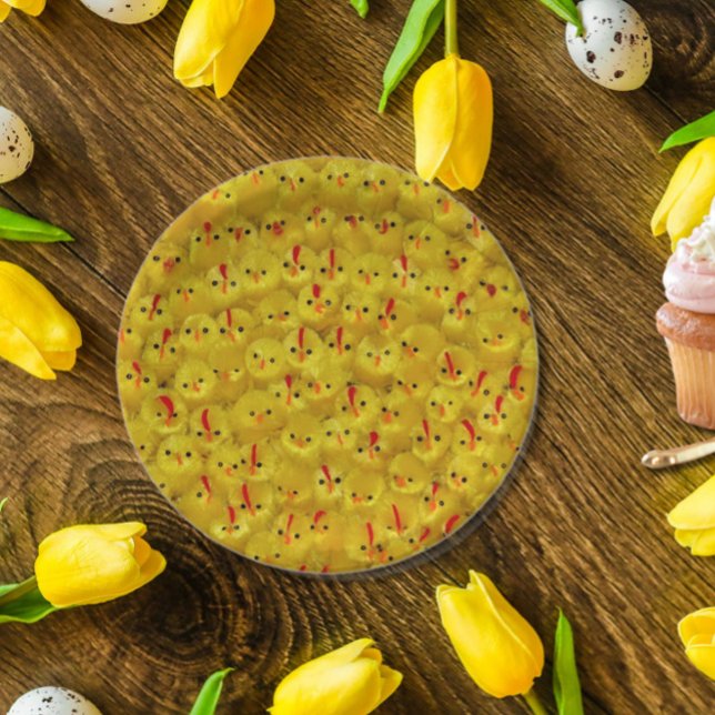 Cute Yellow Easter Chicks Pattern Paper Plate (Fun yellow chick pattern paper plates, great for Easter or spring entertaining!)