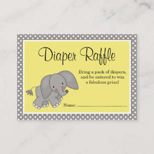 Cute Yellow Elephant Baby Shower Diaper Raffle Enclosure Card