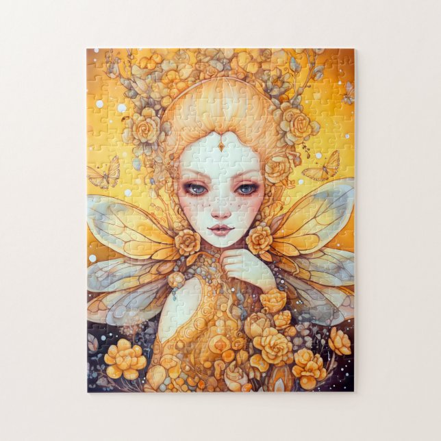 Cute Yellow Fairy Fantasy Art Jigsaw Puzzle (Vertical)