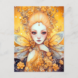Cute Yellow Fairy Fantasy Art Postcard