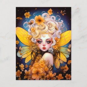 Cute Yellow Fairy Fantasy Art Postcard
