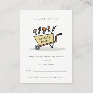 Cute Yellow Floral Cart Diaper Raffle Baby Shower Enclosure Card