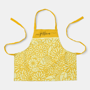 Cute yellow floral girl name  apron