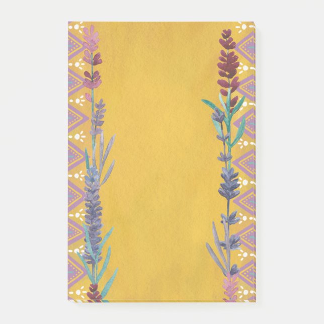 Cute yellow floral pattern. Botanical geometric Post-it Notes (Front)