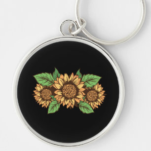Cute Yellow Flowers Sunflowers Art Key Ring