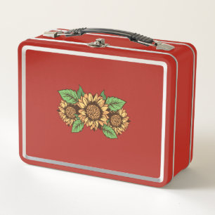 Cute Yellow Flowers Sunflowers Art Metal Lunch Box