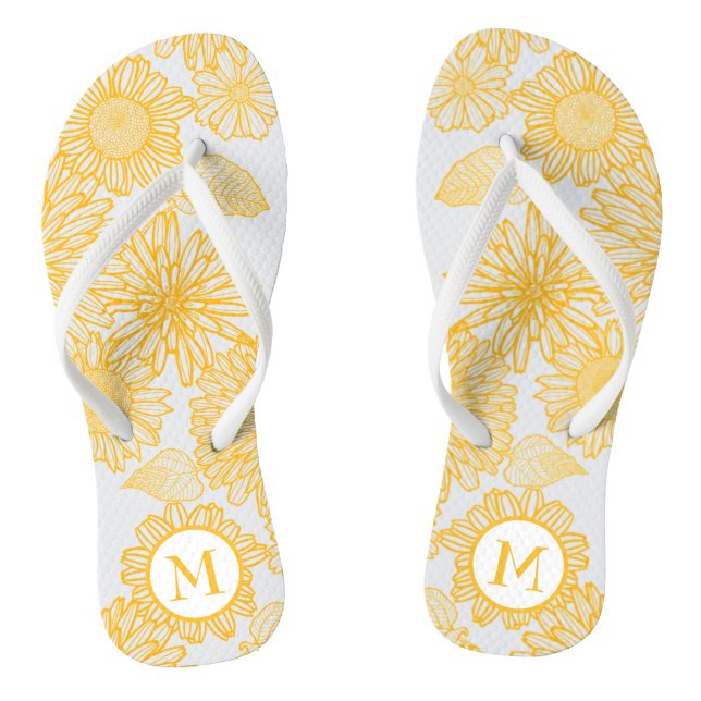Cute Yellow Flowers Thongs (Footbed)