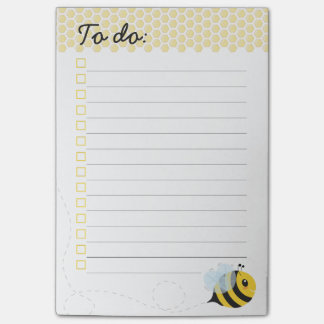 Cute Yellow Flying Honey Bee Honeycomb Post-it Notes