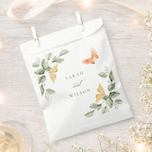 Cute Yellow Garden Foliage Butterflies Wedding Favour Bag
