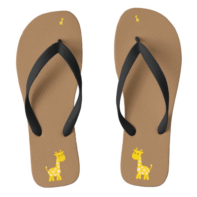 Cute Yellow Giraffe Flower  Thongs (Footbed)