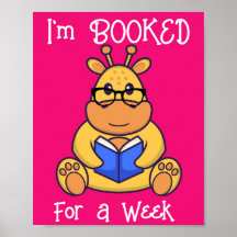 Cute yellow Giraffe reading book 