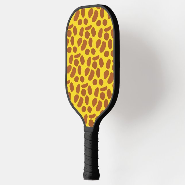 Cute yellow giraffe skin pattern pickleball paddle (Left)