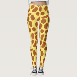 Cute yellow giraffe skin seamless pattern leggings