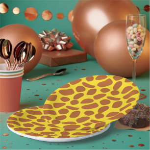 Cute yellow giraffe skin seamless pattern paper plate