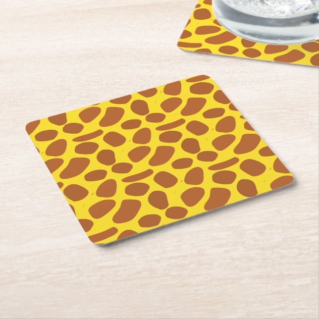 Cute yellow giraffe skin seamless pattern square paper coaster (Angled)