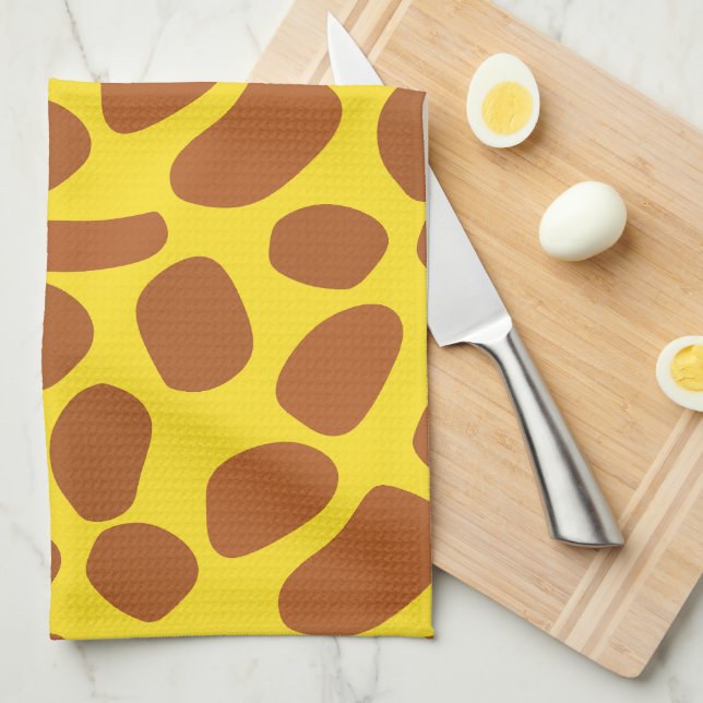Cute yellow giraffe skin seamless pattern tea towel (Quarter Fold)