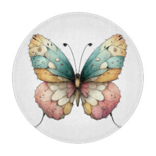 CUTE YELLOW GREEN RED SUMMER BUTTERFLY CUTTING BOARD