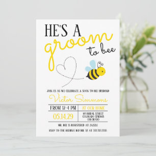 Cute Yellow Groom to Bee Wedding Shower Invitation