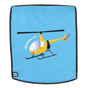 Cute yellow happy cartoon helicopter backpack
