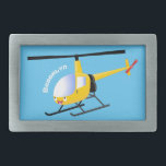 Cute yellow happy cartoon helicopter  belt buckle<br><div class="desc">This cute yellow helicopter character is just waiting for a fly! Drawn in fun cartoon style.</div>