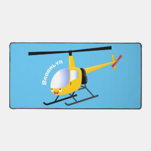 Cute yellow happy cartoon helicopter desk mat