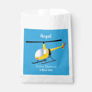 Cute yellow happy cartoon helicopter favour bag