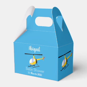 Cute yellow happy cartoon helicopter favour box