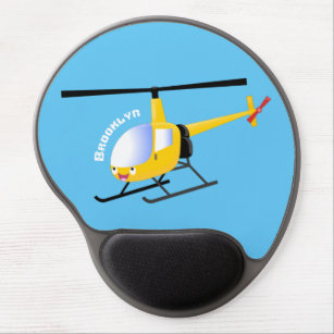 Cute yellow happy cartoon helicopter  gel mouse pad