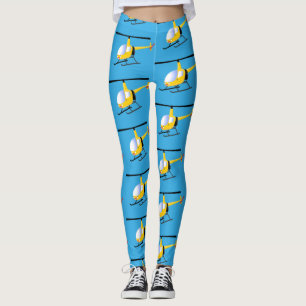 Cute yellow happy cartoon helicopter leggings