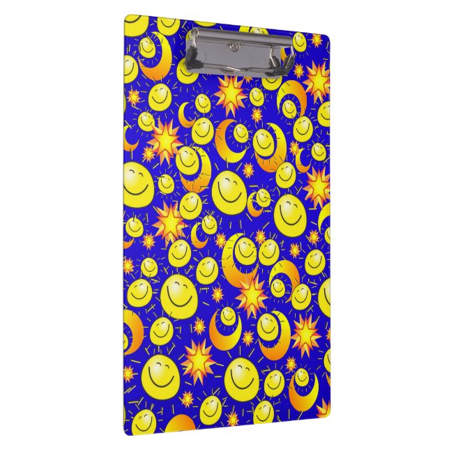 Cute Yellow Happy Faces & Stars Moon Clipboard  (Right)