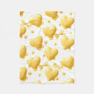 Cute Yellow Hearts Blanket - Sweet Candy Love Thro