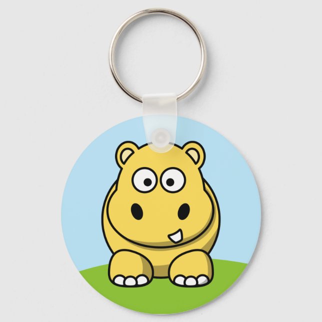 Cute Yellow Hippo Key Ring (Front)