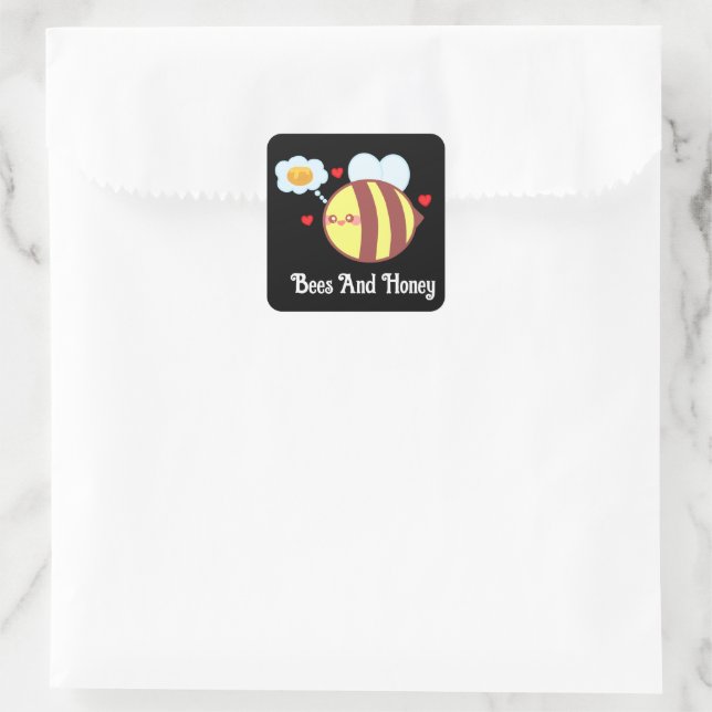 Cute Yellow Honey Bee Bumble Bee  Square Sticker (Bag)