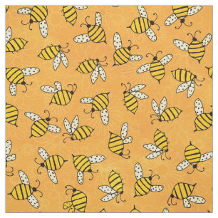 Cute Yellow Honey Bee Pattern Fabric