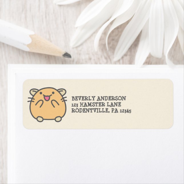 Cute Yellow Kawaii Hamster Return Address Label (Insitu)