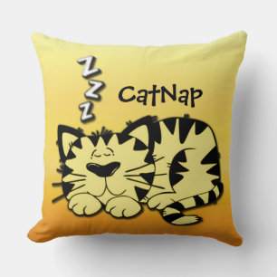 Cute Yellow Kitty Cat Nap Throw Pillow