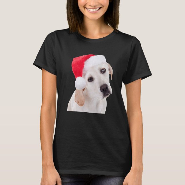 Cute Yellow Lab Dog Santa Hat Christmas Labrador R T-Shirt (Front)