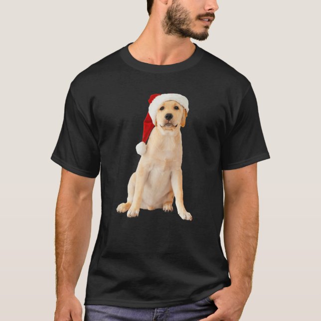 Cute Yellow Lab Puppy Santa Hat Image Christmas Do T-Shirt (Front)
