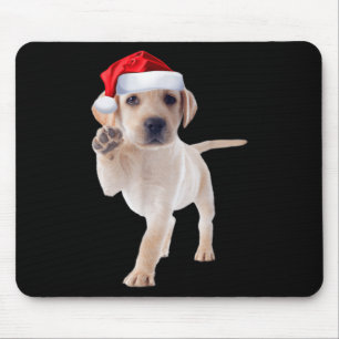 Cute Yellow Lab Puppy Shirt Santa Hat Funny Christ Mouse Pad