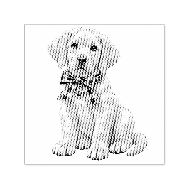 Cute Yellow Lab Wearing Ribbon Stamp (Design)