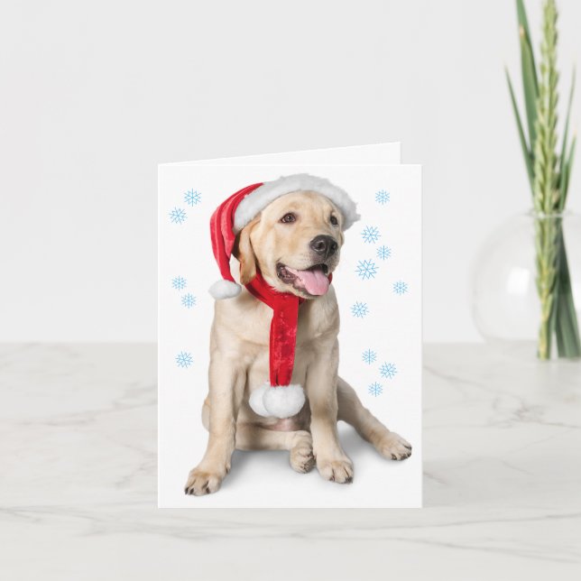 Cute Yellow Lab with Santa Hat Labby Holidays! Holiday Card (Front)