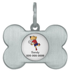 Cute Yellow Labrador Retriever Playing Volleyball Pet Tag