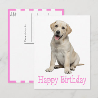 Cute Yellow Labrador Retriever Puppy Dog Birthday Postcard